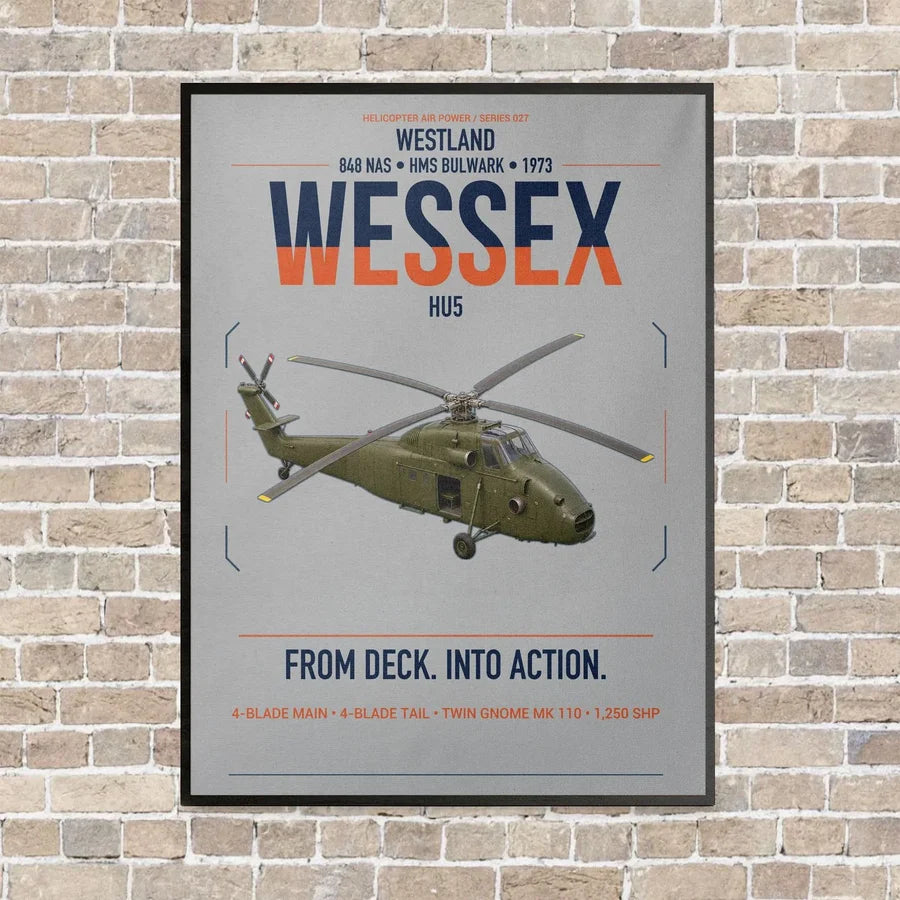 Westland Wessex HU5 vertical canvas print - framed - light gray background
