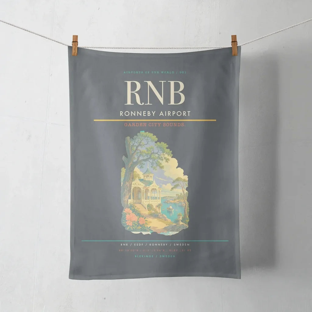 Ronneby Airport (RNB) design on gray towel