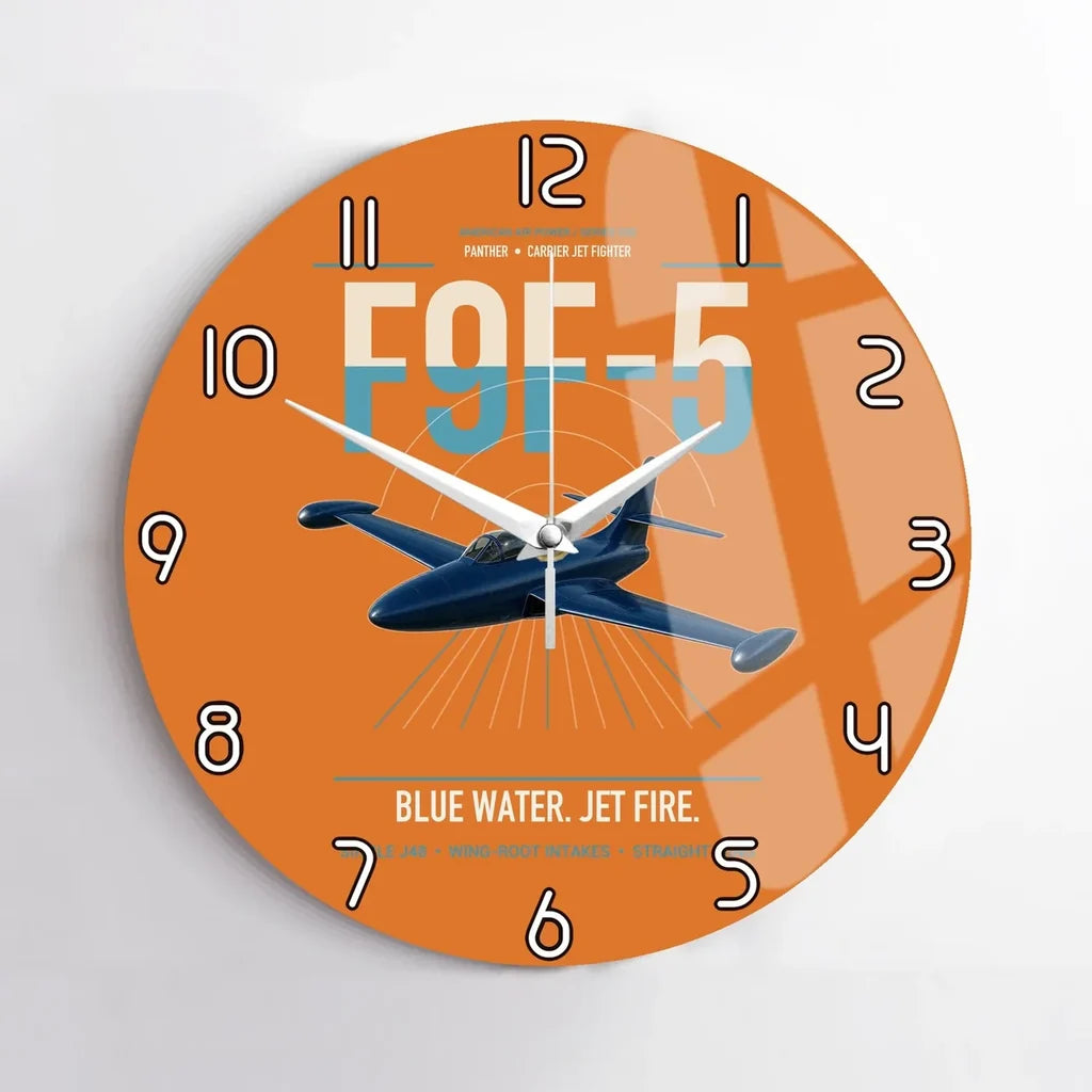 F9F-5 Panther design on orange no frame wall clock
