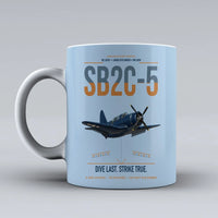 Thumbnail for SB2C-5 Helldiver design on light blue ceramic mug, double-side print