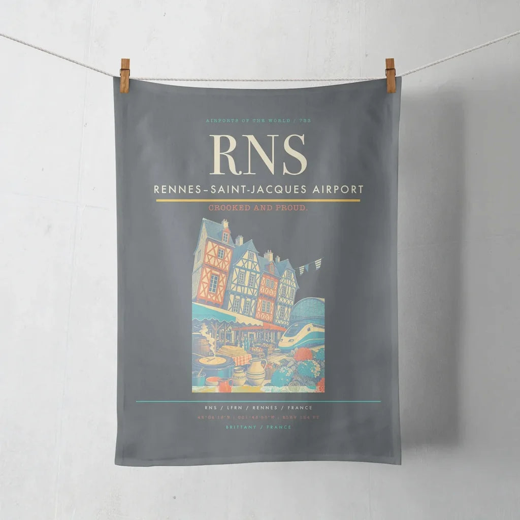 Rennes–Saint-Jacques Airport (RNS) design on gray towel