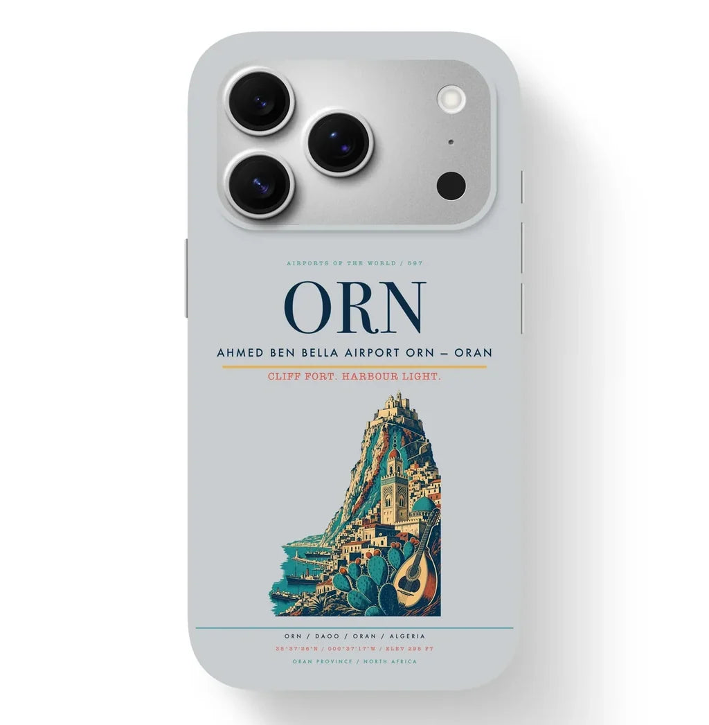 Oran Airport (ORN) design on light gray iPhone 17 Pro MagSafe case