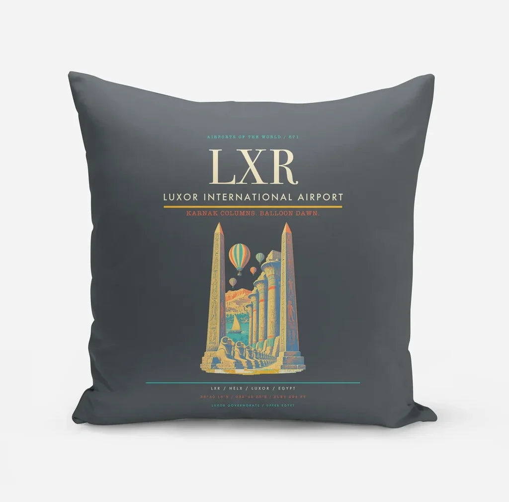 Luxor International Airport (LXR) design on gray pillow
