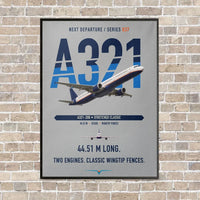 Thumbnail for Airbus A321 vertical canvas print - framed - light gray background