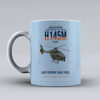 Thumbnail for Airbus Helicopters H145M LUH SOF design on light blue ceramic mug, double-side print