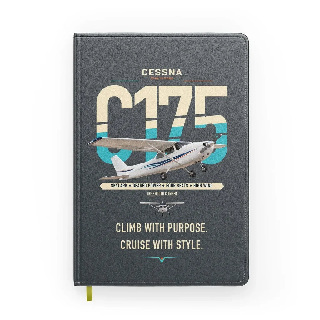 Cessna 175 Skylark design on gray notebook