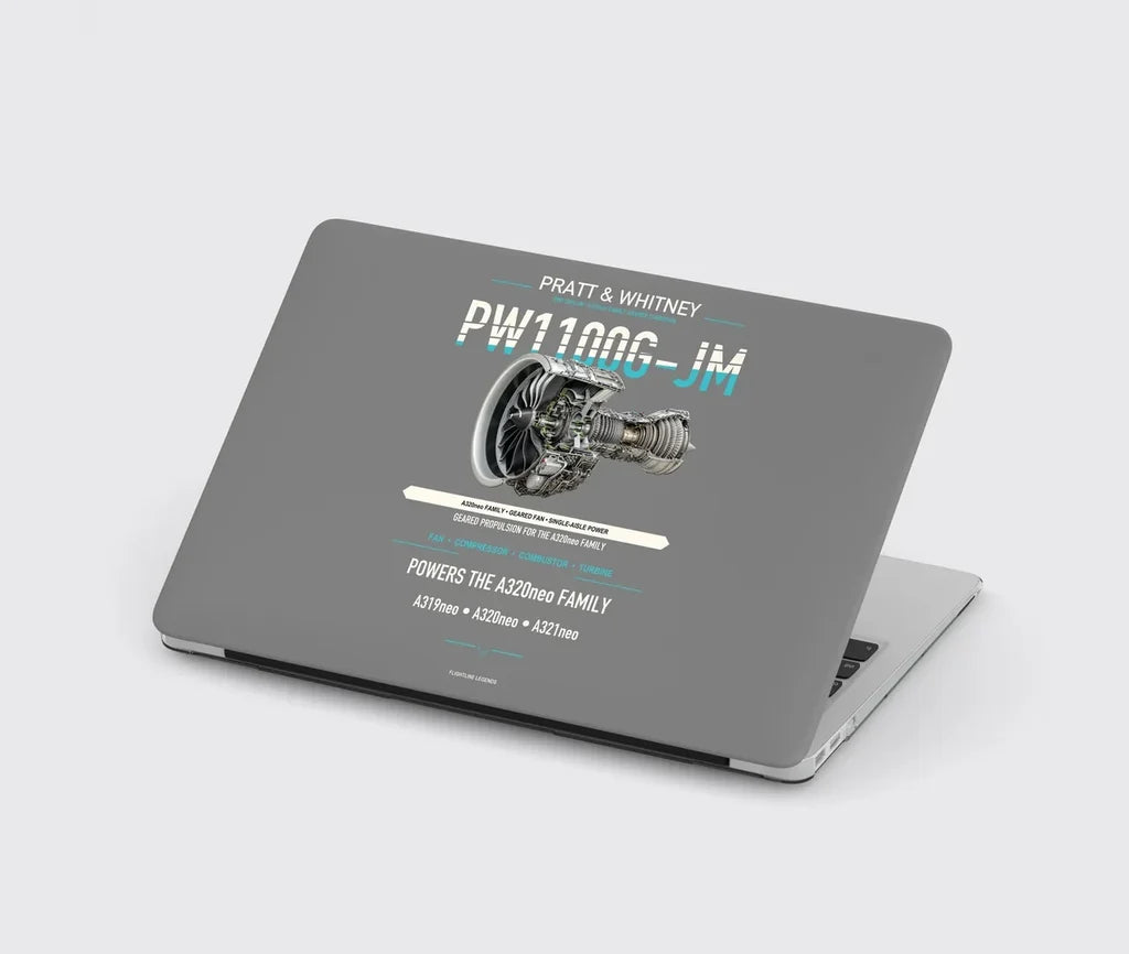 PW1100G-JM design on gray MacBook case