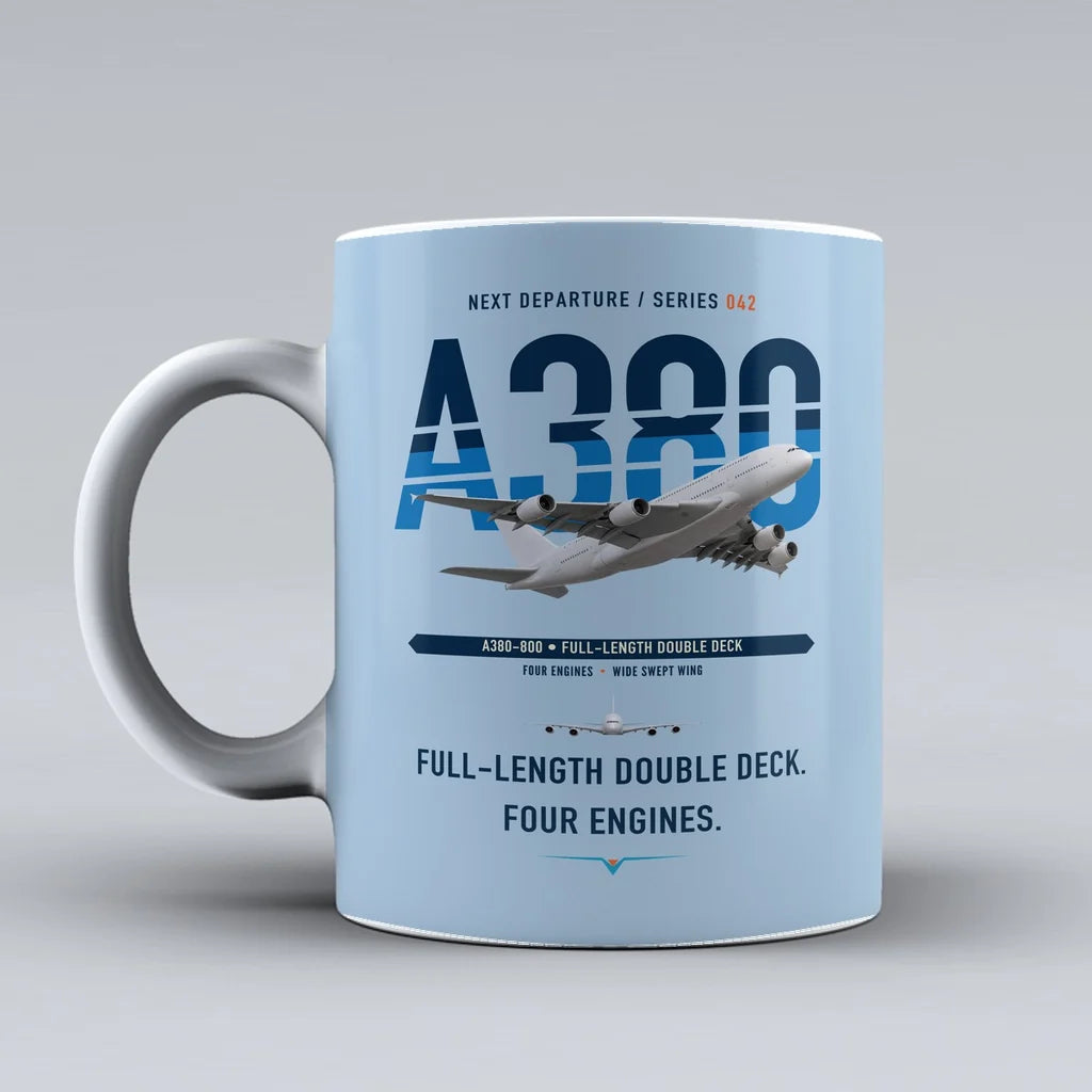 A380-800 Mug design on light blue airbus