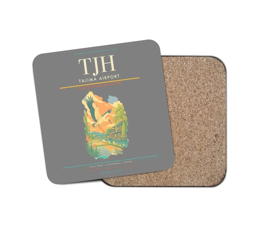 Tajima Airport (TJH) design on gray 1 piece coaster