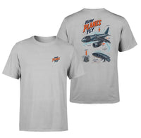 Thumbnail for SIGNAL 616 - How Planes Fly V2 - Double-Side T-Shirt design on light gray double side t shirt