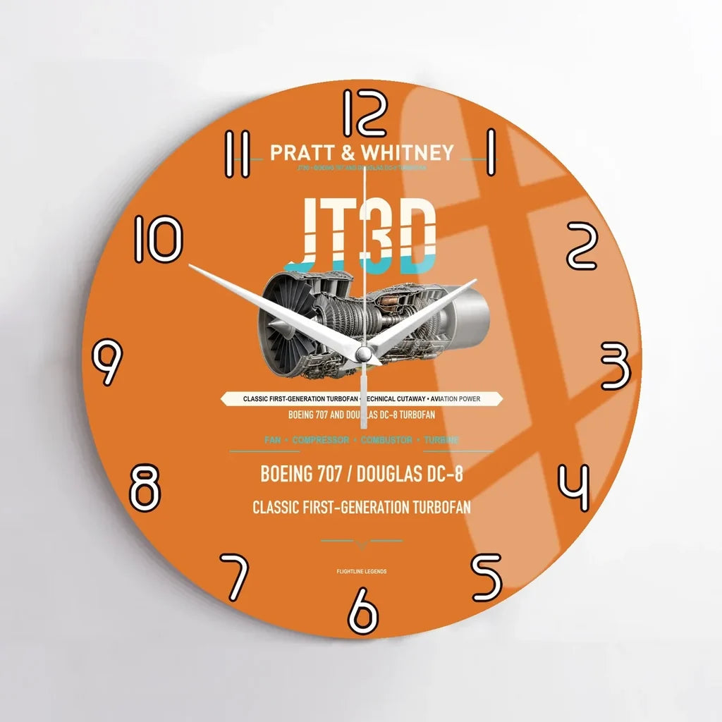 JT3D design on orange no frame wall clock