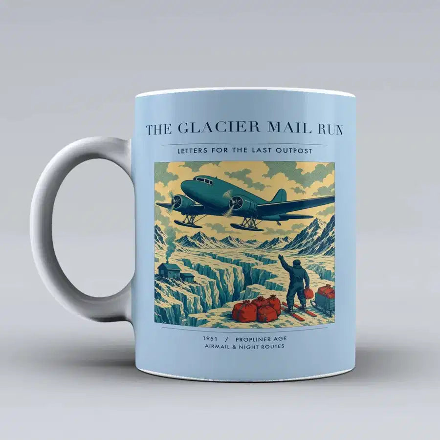 VINTAGE G4153 - The Glacier Mail Run - Ceramic Mug design on lightblue