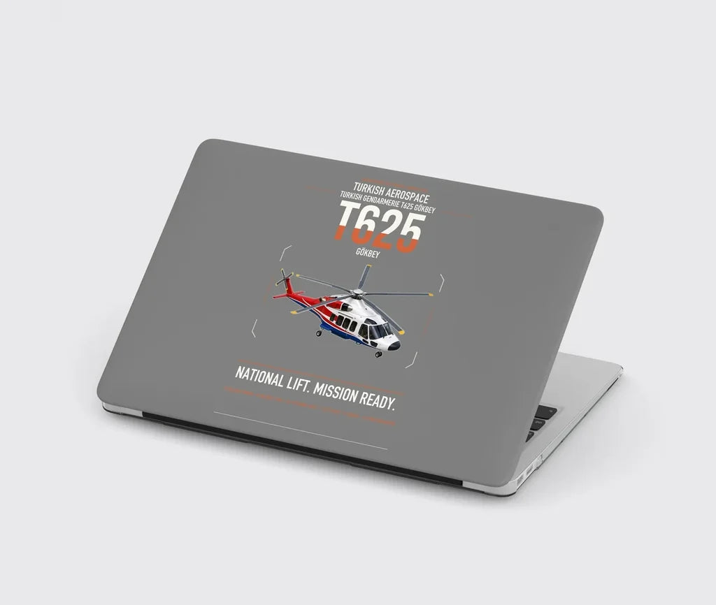 Turkish Aerospace T625 Gökbey design on gray MacBook case