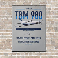 Thumbnail for Daher TBM 980 vertical canvas print - framed - light gray background