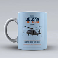 Thumbnail for Sikorsky HH-60G Pave Hawk design on light blue ceramic mug, double-side print