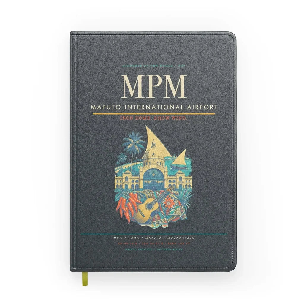 Maputo International Airport (MPM) design on gray notebook