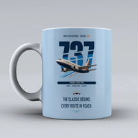 Thumbnail for Boeing 737-300 Classic double-side print on light blue ceramic mug