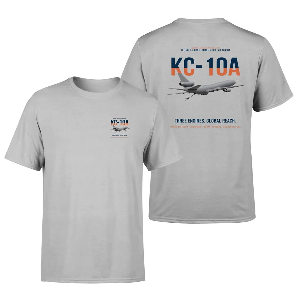 KC-10A EXTENDER design on light gray double-side t-shirt, double-side print