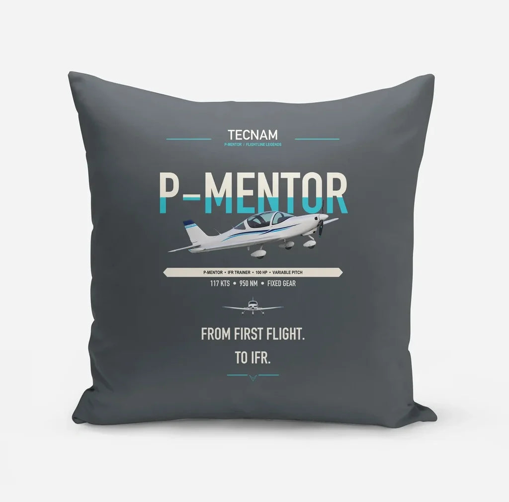 Tecnam P-Mentor design on gray pillow