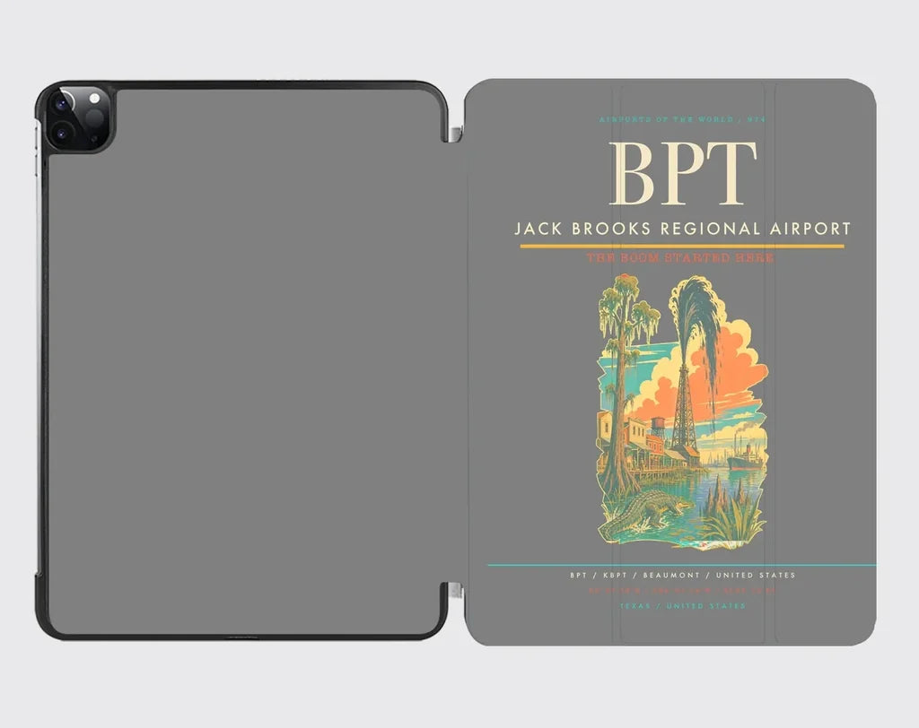 Jack Brooks Regional Airport (BPT) design on gray ipad tablet case