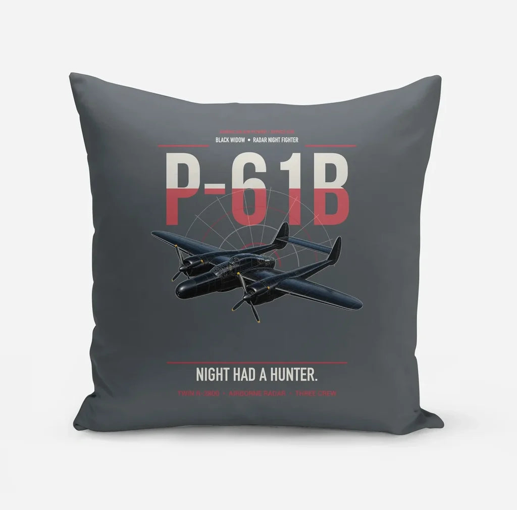 P-61B Black Widow design on gray pillow