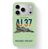 Thumbnail for Saab AJ 37 Viggen design on light green magsafe iphone case, for iPhone 17 Pro