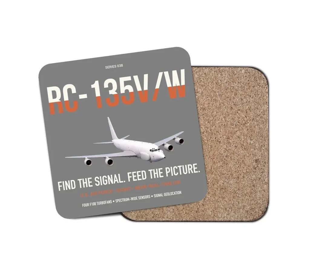 RC-135V W Rivet Joint design on gray 1 piece coaster