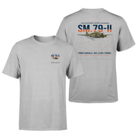 Thumbnail for Savoia-Marchetti SM.79-II Sparviero design on light gray t-shirt, double-side print