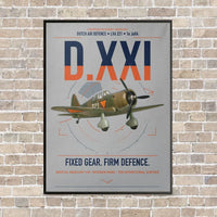 Thumbnail for Fokker D.XXI — Dutch LVA aircraft 221 vertical canvas print - framed - light gray background