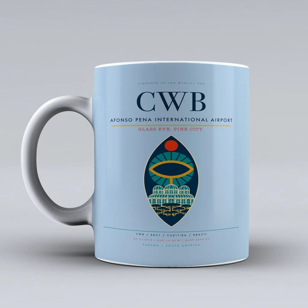Pena International Airport CWB Mug design on light blue afonso