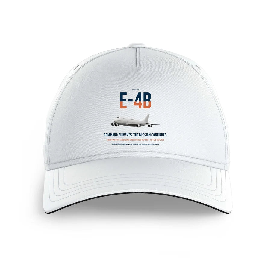 E-4B Nightwatch design on white printed hat
