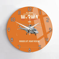 Thumbnail for PZL-Świdnik W-3WA Sokół design on orange no frame wall clock