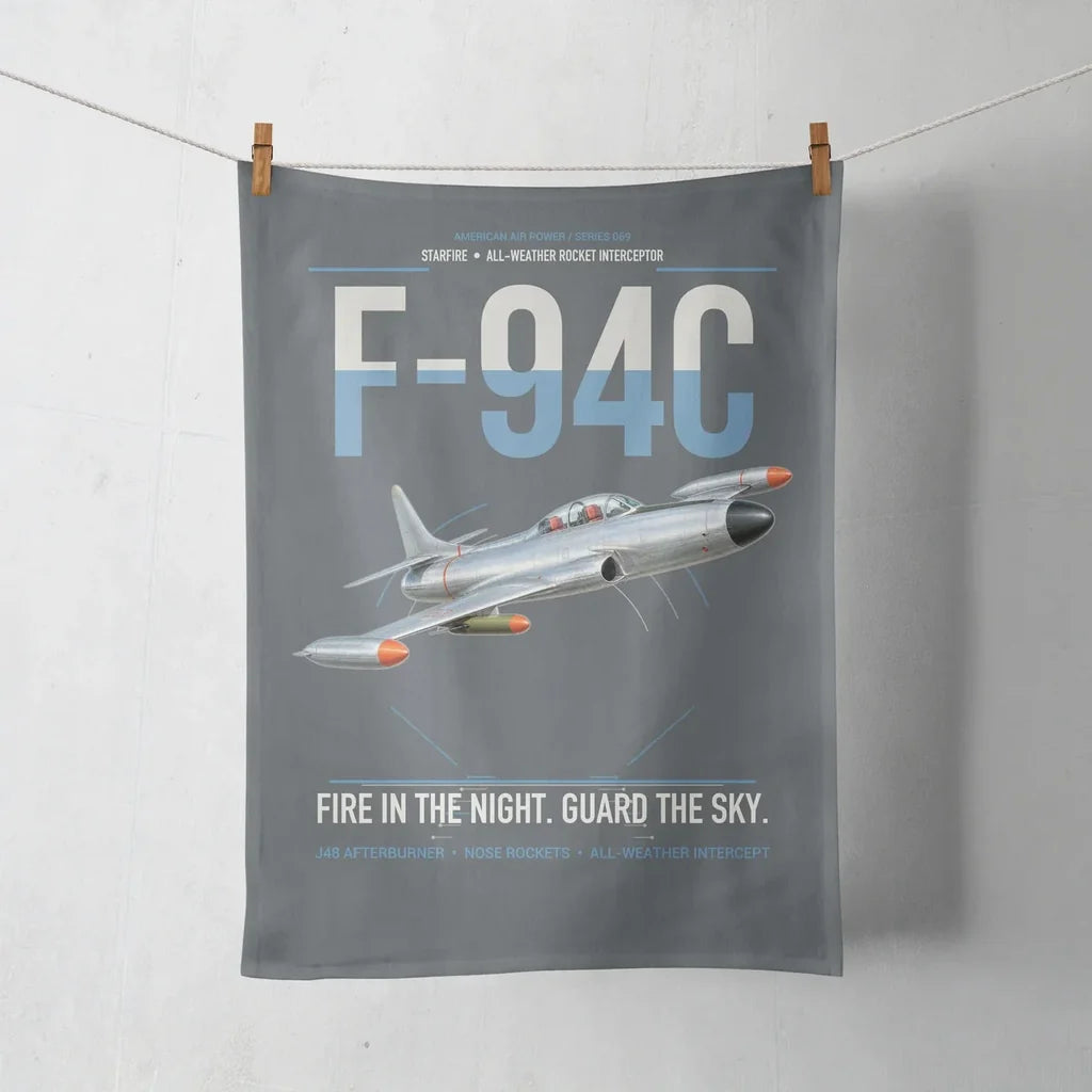 F-94C Starfire design on gray towel