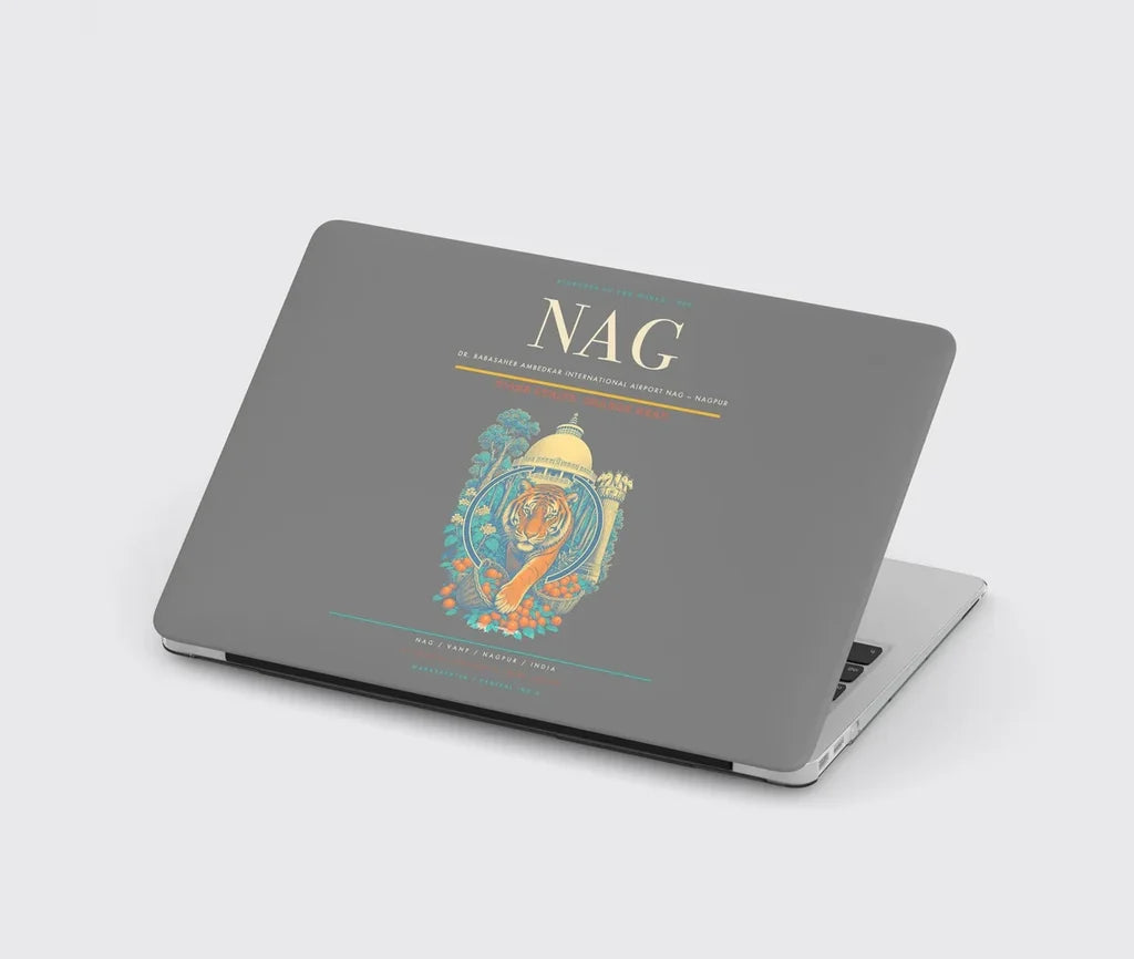 Dr. Babasaheb Ambedkar International Airport (NAG) design on gray MacBook case