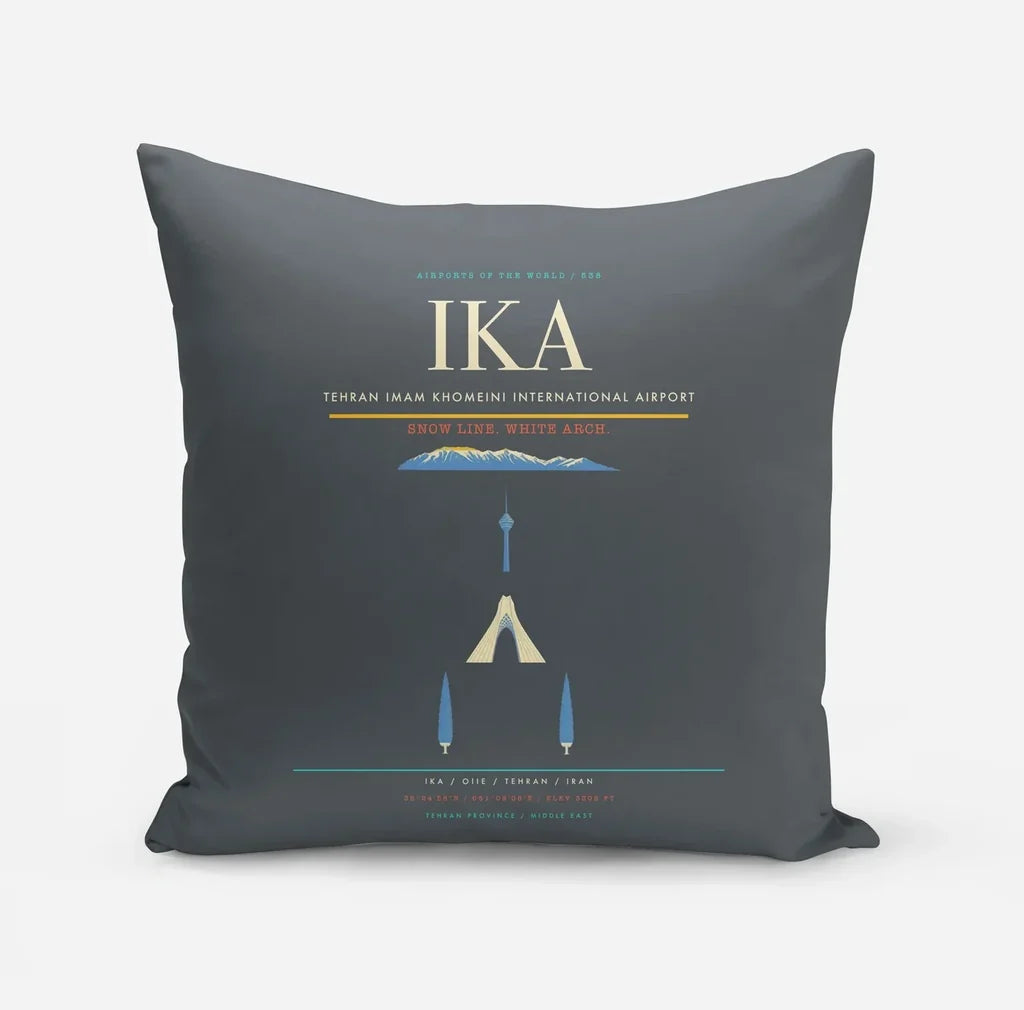 Tehran Imam Khomeini International Airport (IKA) design on gray pillow