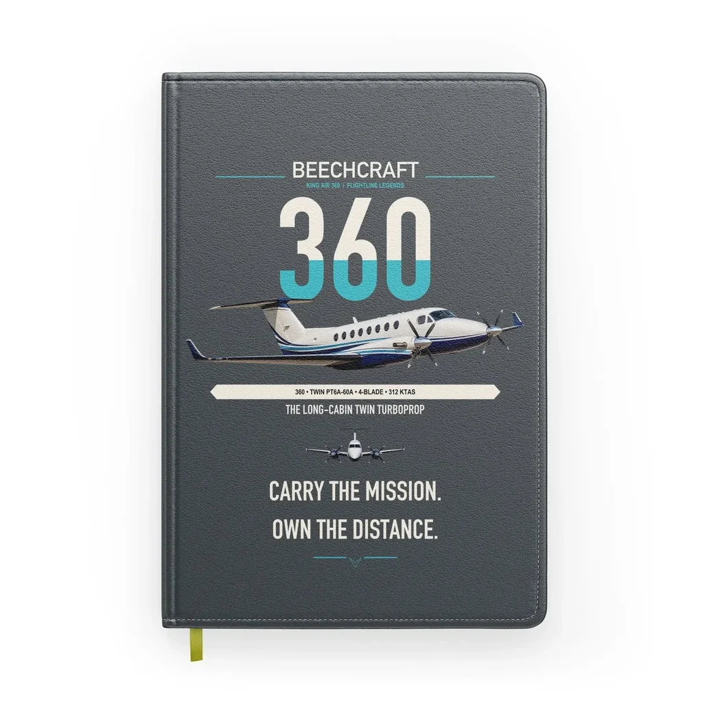 Beechcraft King Air 360 design on gray notebook
