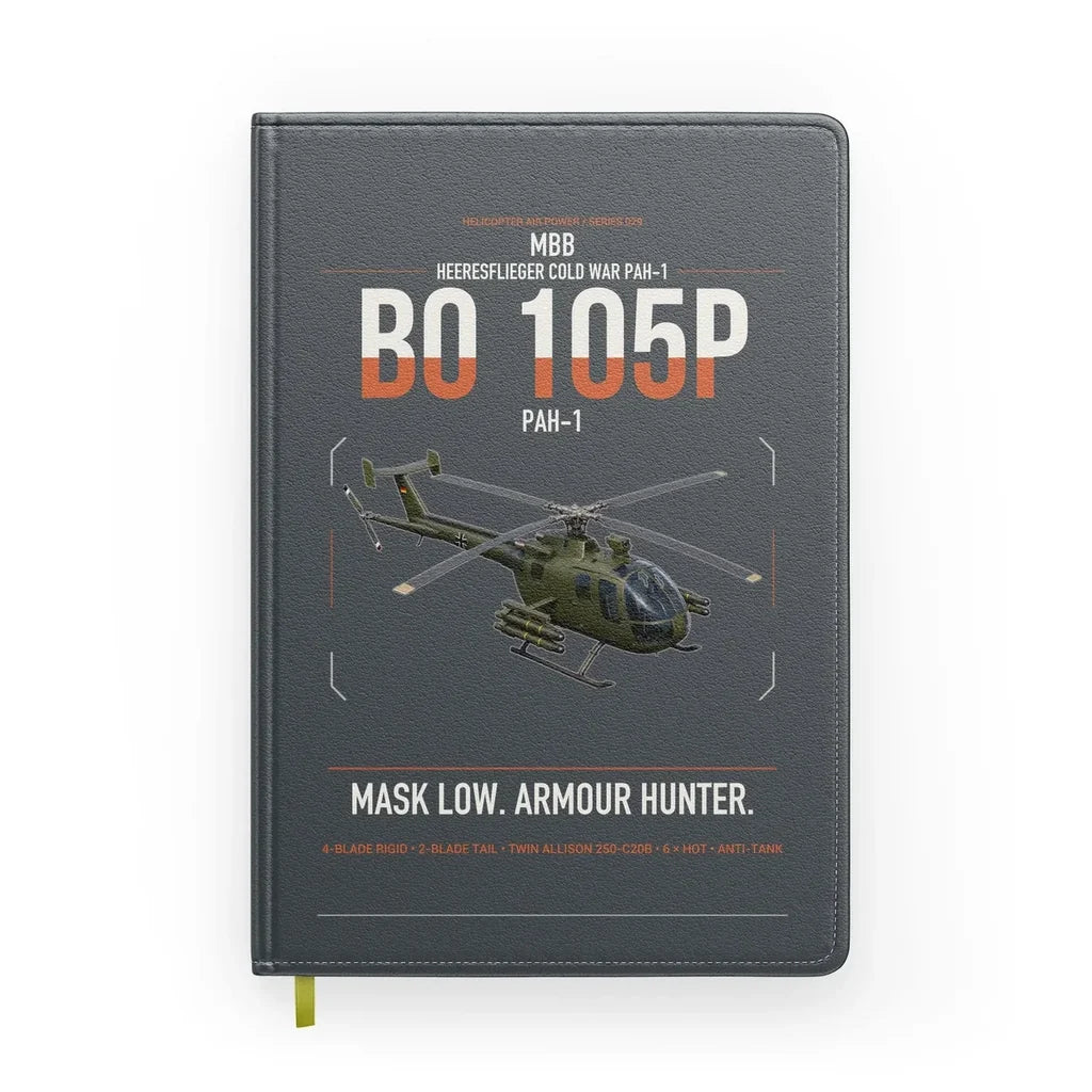 MBB BO 105P PAH-1 design on gray notebook