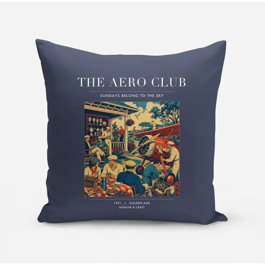 VINTAGE G4047 - The Aero Club - Designed Pillows design on navyblue
