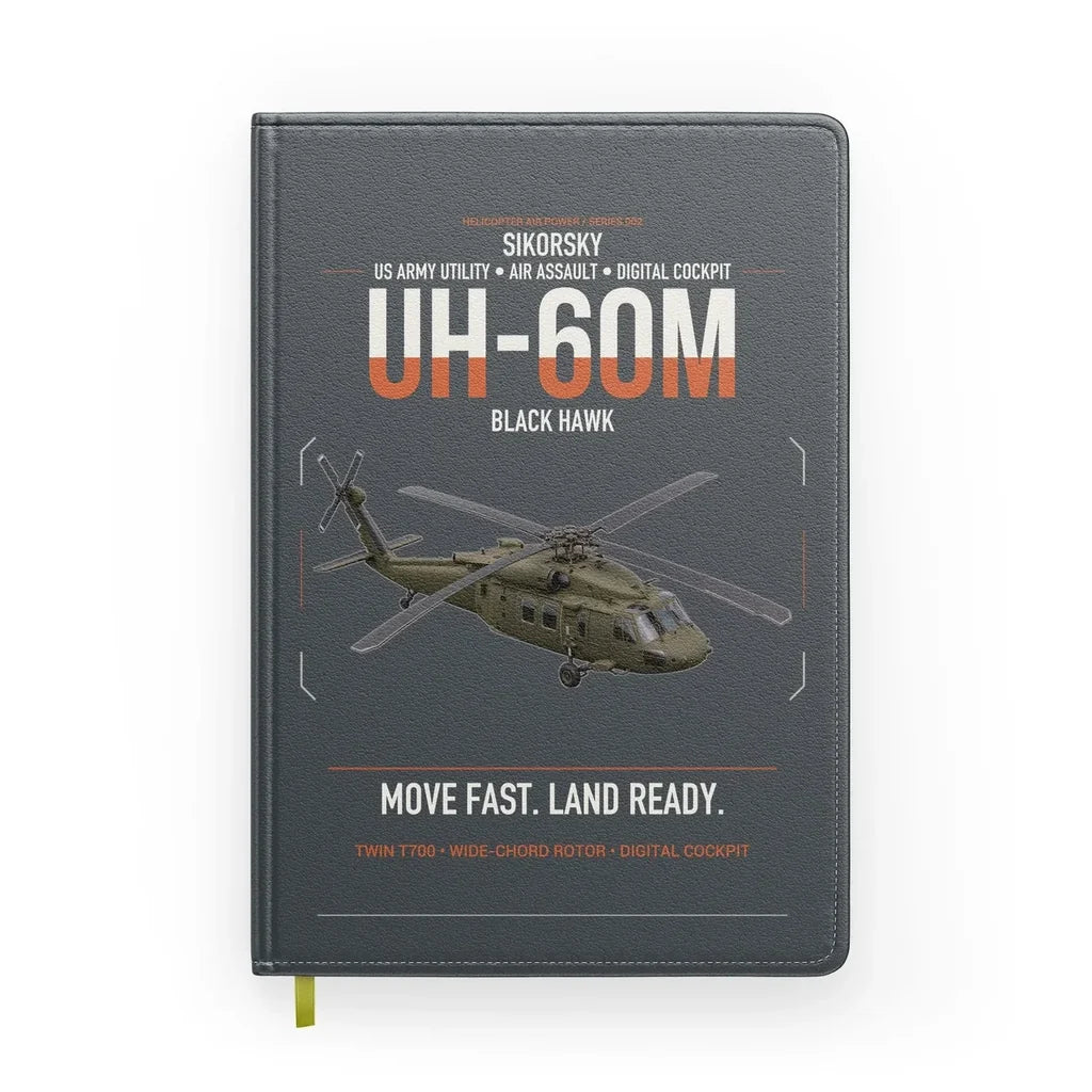 Sikorsky UH-60M Black Hawk design on gray notebook