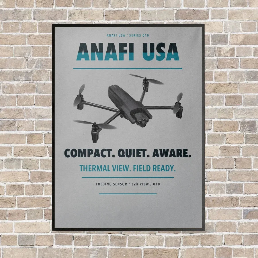 Parrot ANAFI USA vertical canvas print - framed - light gray background
