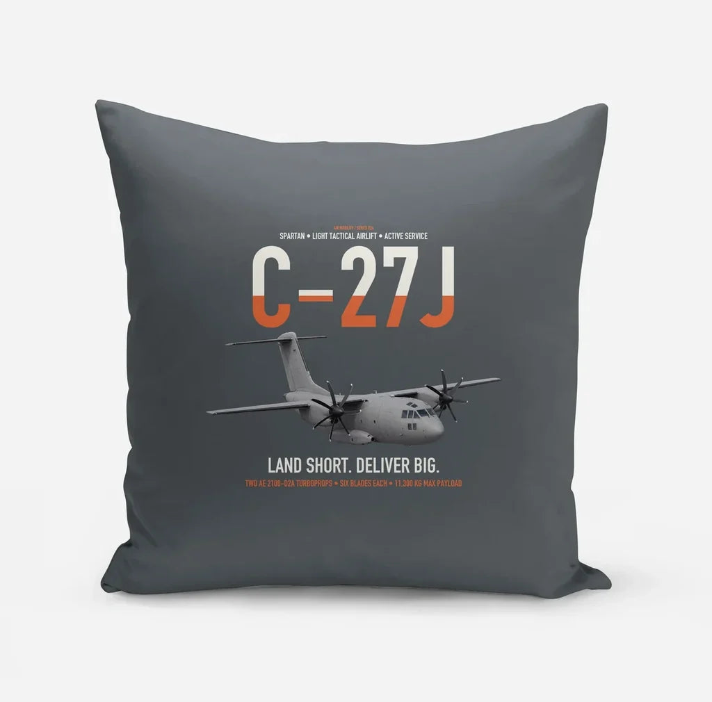 C-27J Spartan design on gray pillow