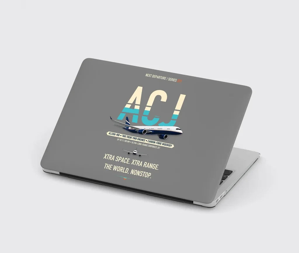 Airbus ACJ350 / exact ACJ350-900 design on gray MacBook case