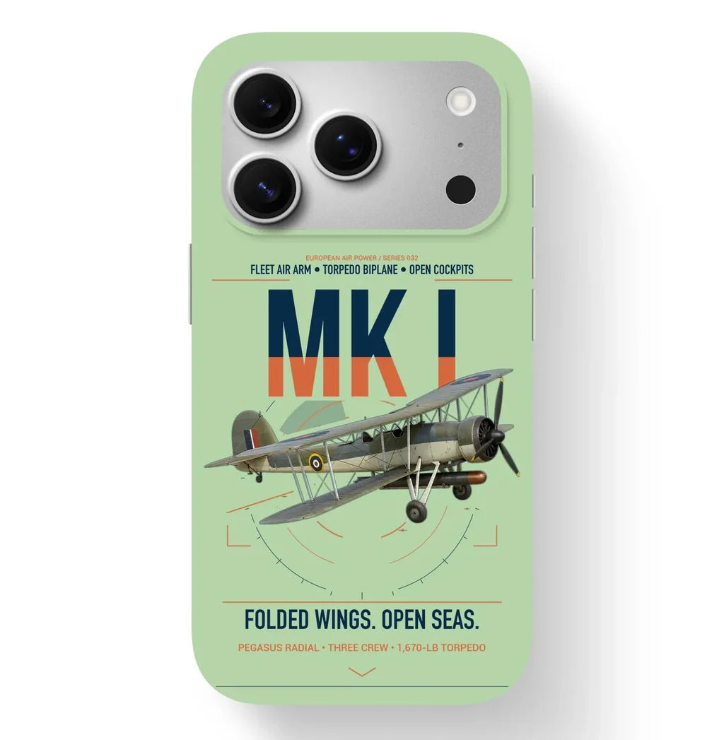 Fairey Swordfish Mk I design on light green magsafe iphone case, for iPhone 17 Pro