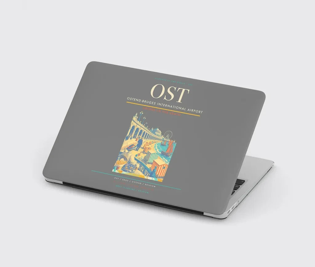 Ostend-Bruges International Airport (OST) design on gray MacBook case