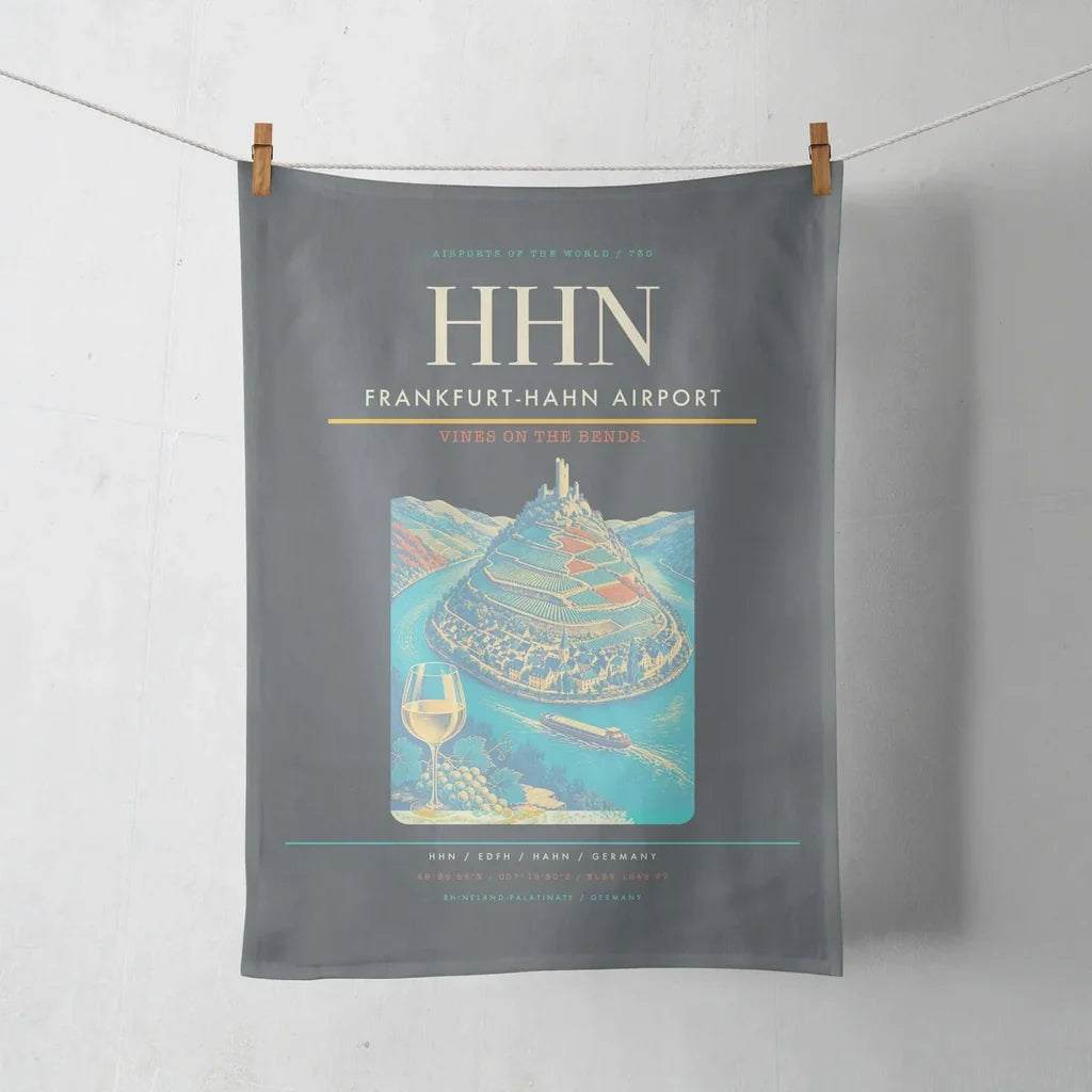 Frankfurt-Hahn Airport (HHN) design on gray towel