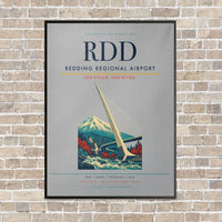 Thumbnail for Redding Regional Airport RDD vertical canvas print - framed - light gray background