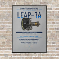 Thumbnail for CFM LEAP-1A vertical canvas print - framed - light gray background