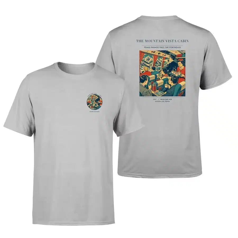 VINTAGE G4224 - The Mountain Vista Cabin - Double-Side T-Shirt design on lightgray double side t shirt