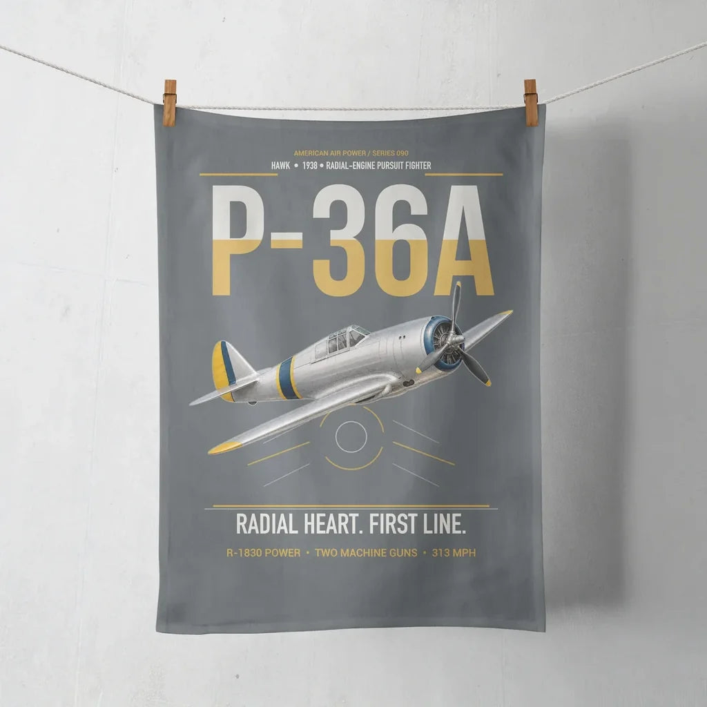 P-36A Hawk design on gray towel