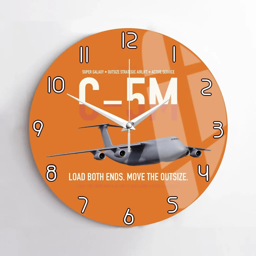 C-5M Super Galaxy design on orange no frame wall clock